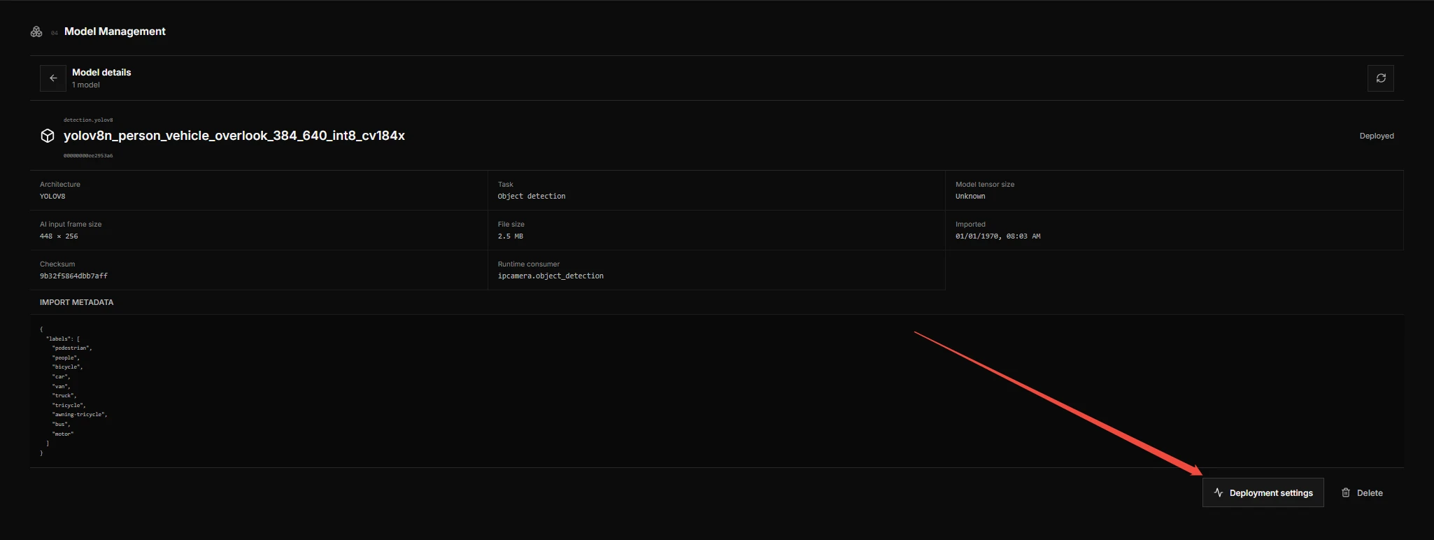 Configure and activate the custom YOLOv8n model